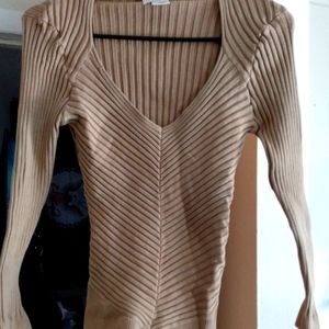 Brown/Tan V-Neck Retro Sweater